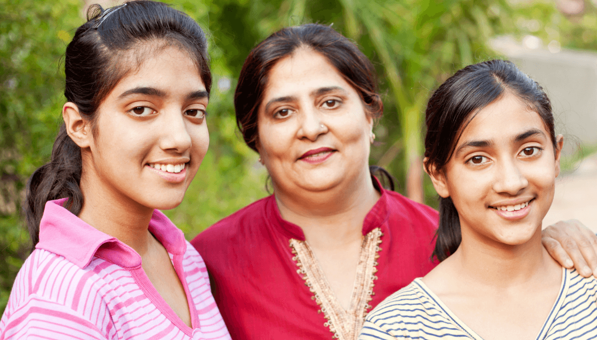 Indian mother and two daughters