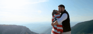 couple in love holding american flag