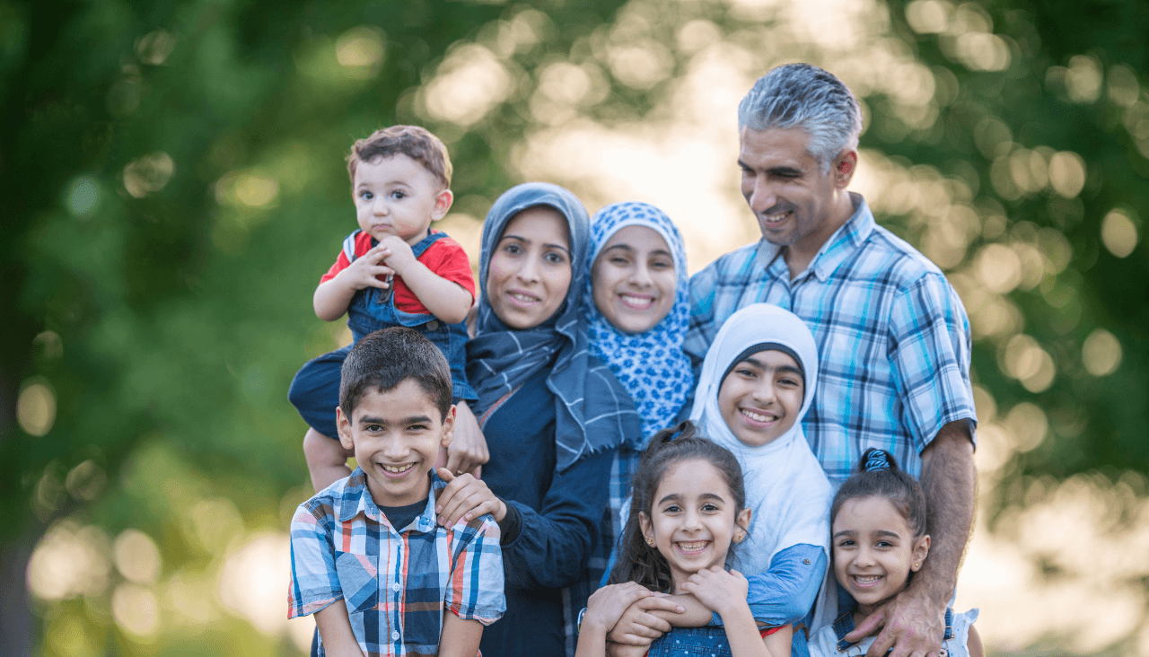 large Muslim family